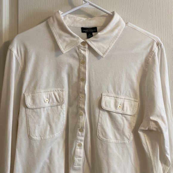 Ralph Lauren LRL Jeans Co. Long Sleeve Cream Button Top - Size XL - Picture 2 of 10